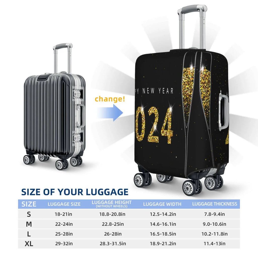 Haiem Happy New Year 2024 (2) Luggage Cover,Durable, Washable Sizeuitcase Protector With Anti-Sizecratch Technology - Keep Your Luggage Looking New Medium