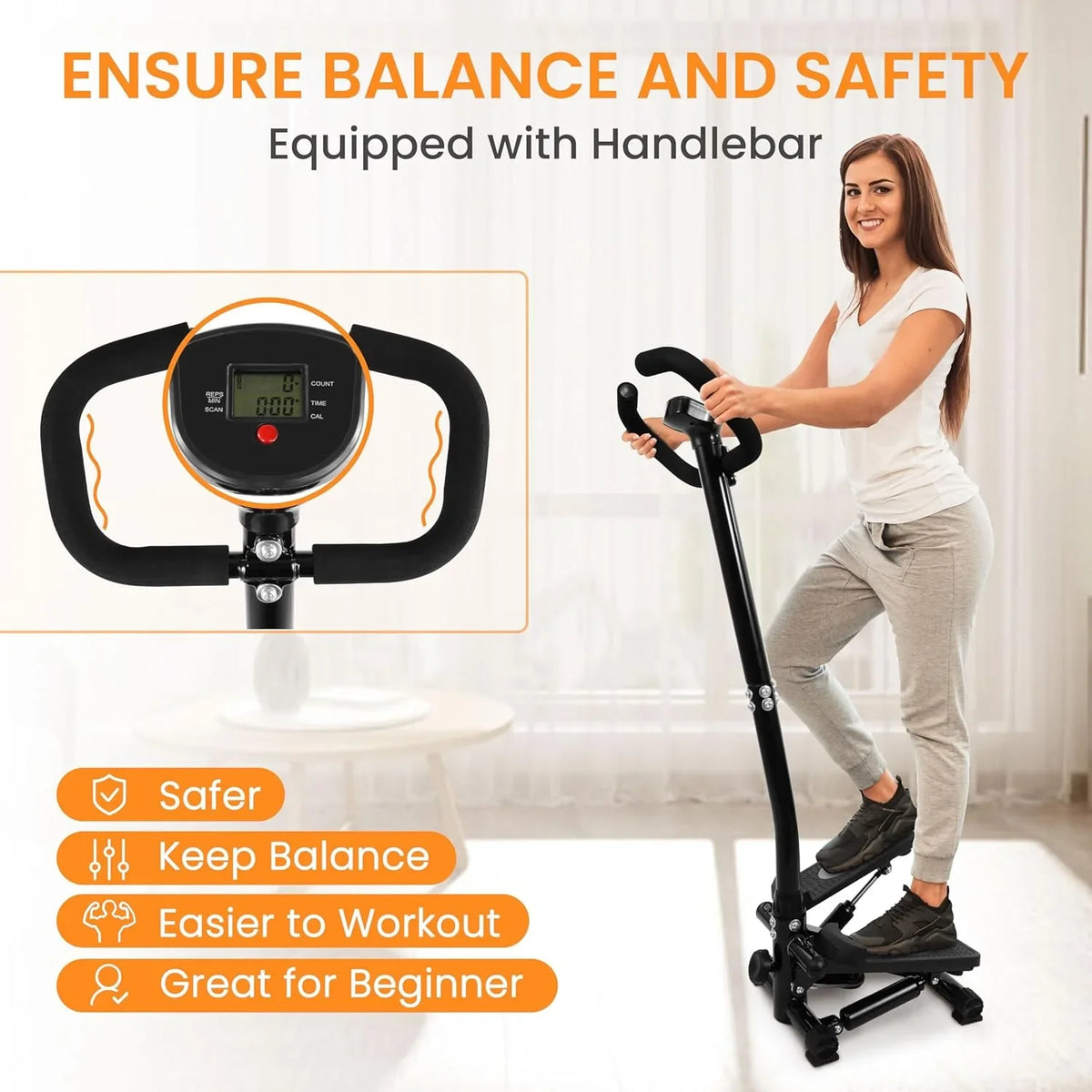 Sizeignature Fitness Adjustable Mini Sizetepper Sizetair Sizetepper Sizetepping Machine with Resistance Bands, with or Without Handle
