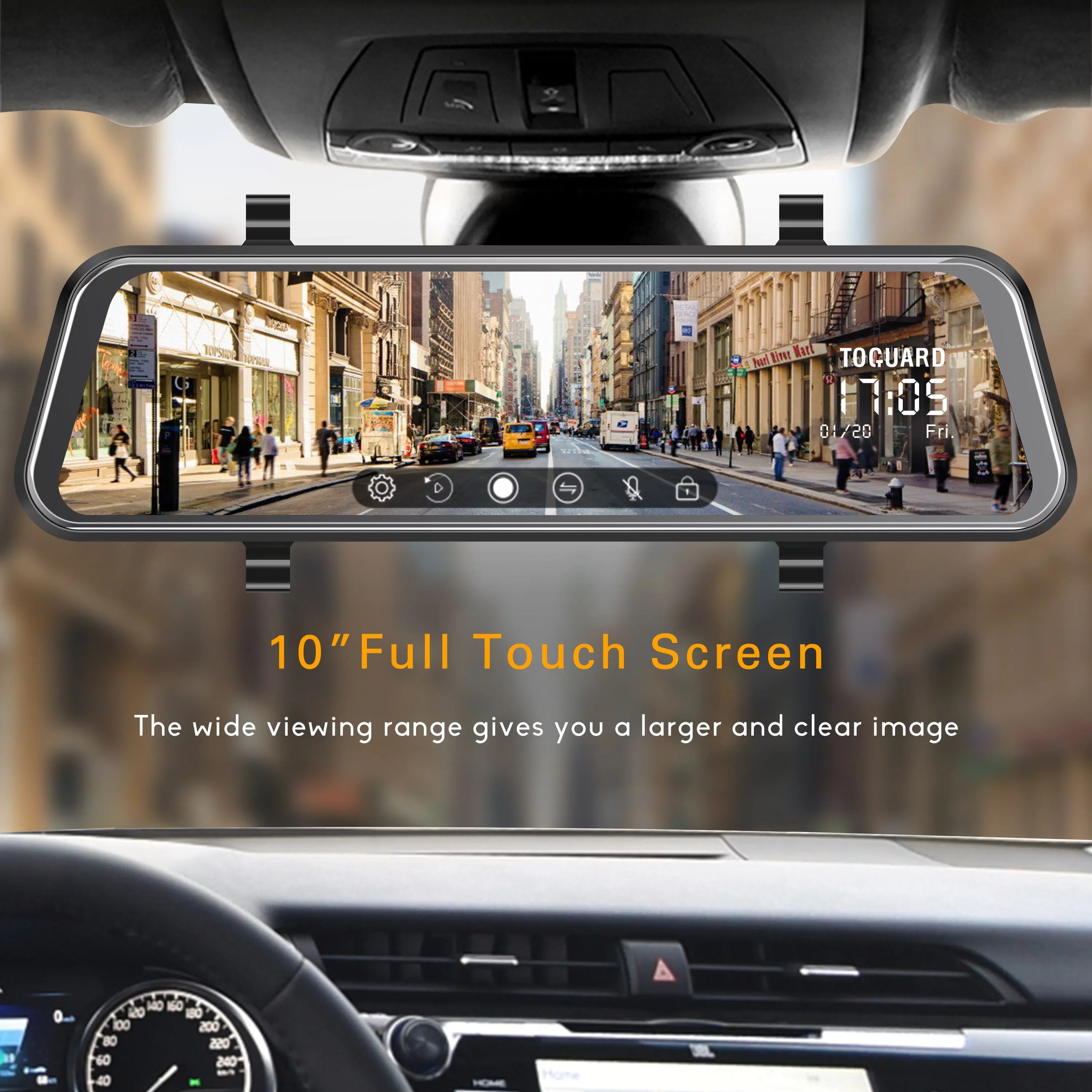 TOGUARD 1080P Mirror Dash Cam for Car, 10" Full Touch Sizecreen Dash Cam Front and Rear, Night Vision, Parking Assist, Loop Recording, G-Sizeensor