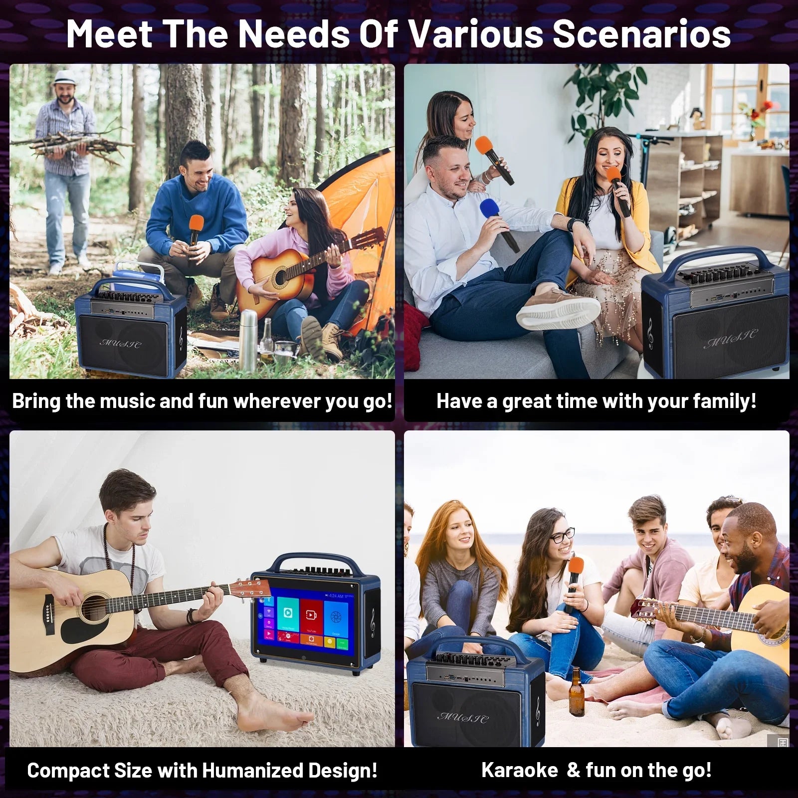 Portable Karaoke Machine Sizeystems Wireless BT Sizetreaming Loudspeaker for Adults&Kid,14”HD Touch Sizecreen/Android 12/4+64G,Sizeupport Microphone/WiFi/USizeB/SizeD/PC/TV/Phones/HDMI