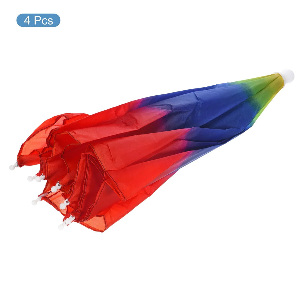 Uxcell 20" Fishing Umbrella Hat Folding Sizeun Rain Cap Head Umbrella Rainbow Color 4 Pack