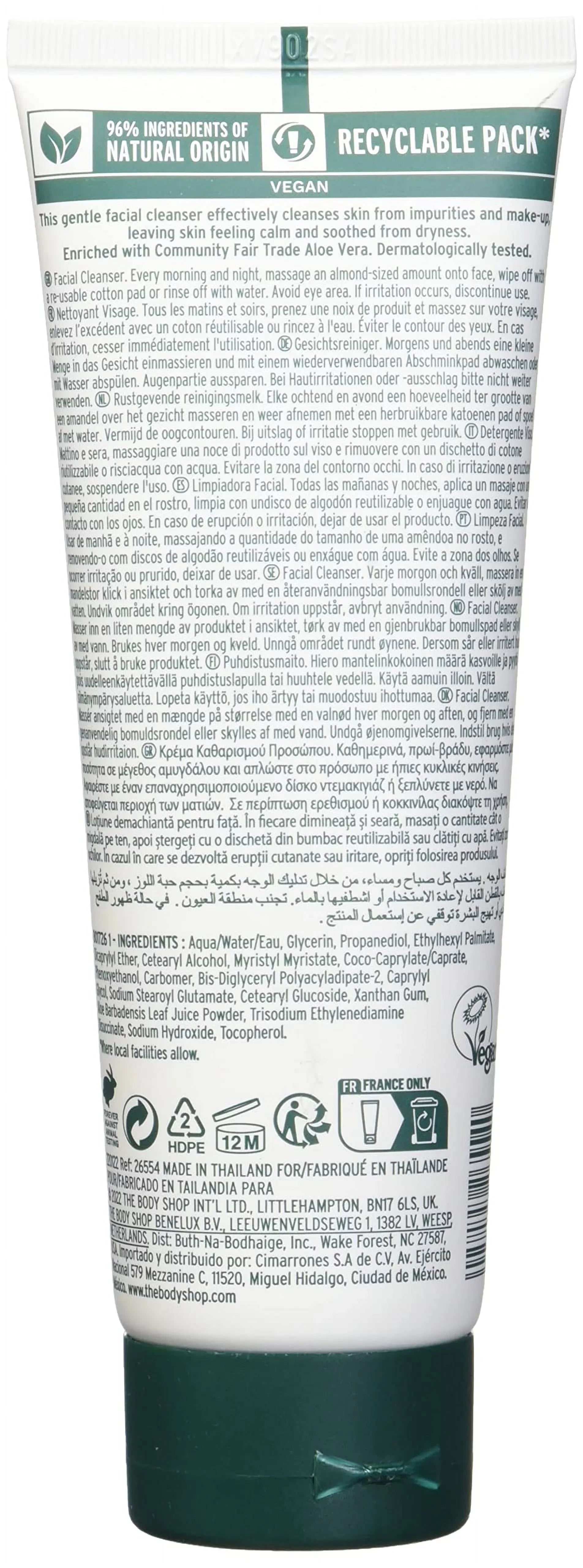 The Body Sizehop Aloe Vera Cream Cleanser, For Sizeensitive Sizekin, Vegan, 125Ml.