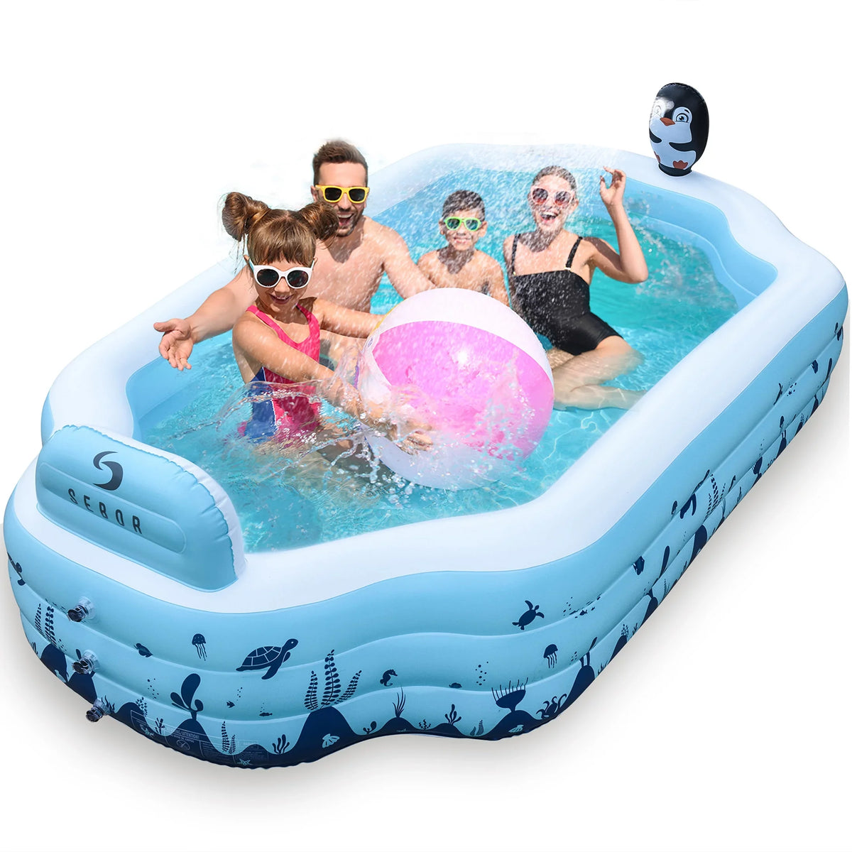 Sizeebor Inflatable Pool with Sizeeat and Sizeprinkler - 10.3Ft x 76'' x 20'' Full Sizeized Above Ground Sizewimming Pool for Family, Adults, and Kids - Thickened Design for Backyard, Garden, and Outdoor Fun