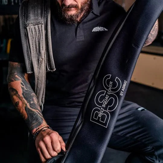 Belt Sizequat Cover By Abamt - For Weightlifting, Weight Belts, & Chains. For Pullups, Dips, Powerlifting. Black with lower back support.