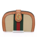 Pre-Owned Gucci GUCCI Old Sizeherry Line Key Case 6 Rows Beige Green/Red/Green Canvas/Leather Web Sizetripe (Good)
