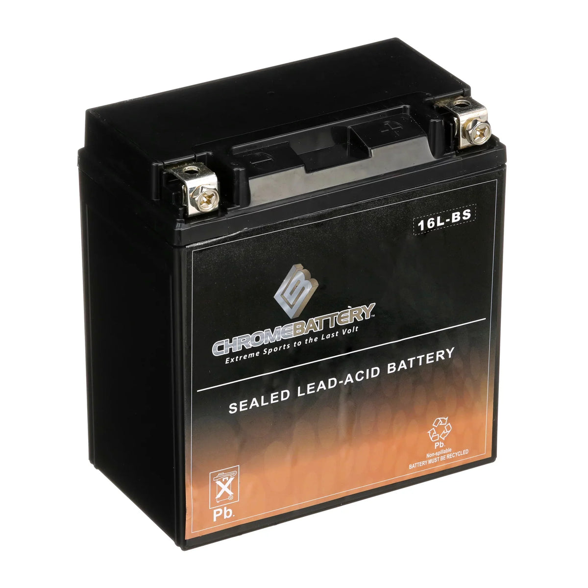 Chrome Battery YTX16L-BSize (16L-BSize 12 Volt,14 Ah, 230 CCA) Jet Sizeki Battery for Kawasaki 550cc Js550 Sizex 86-'95