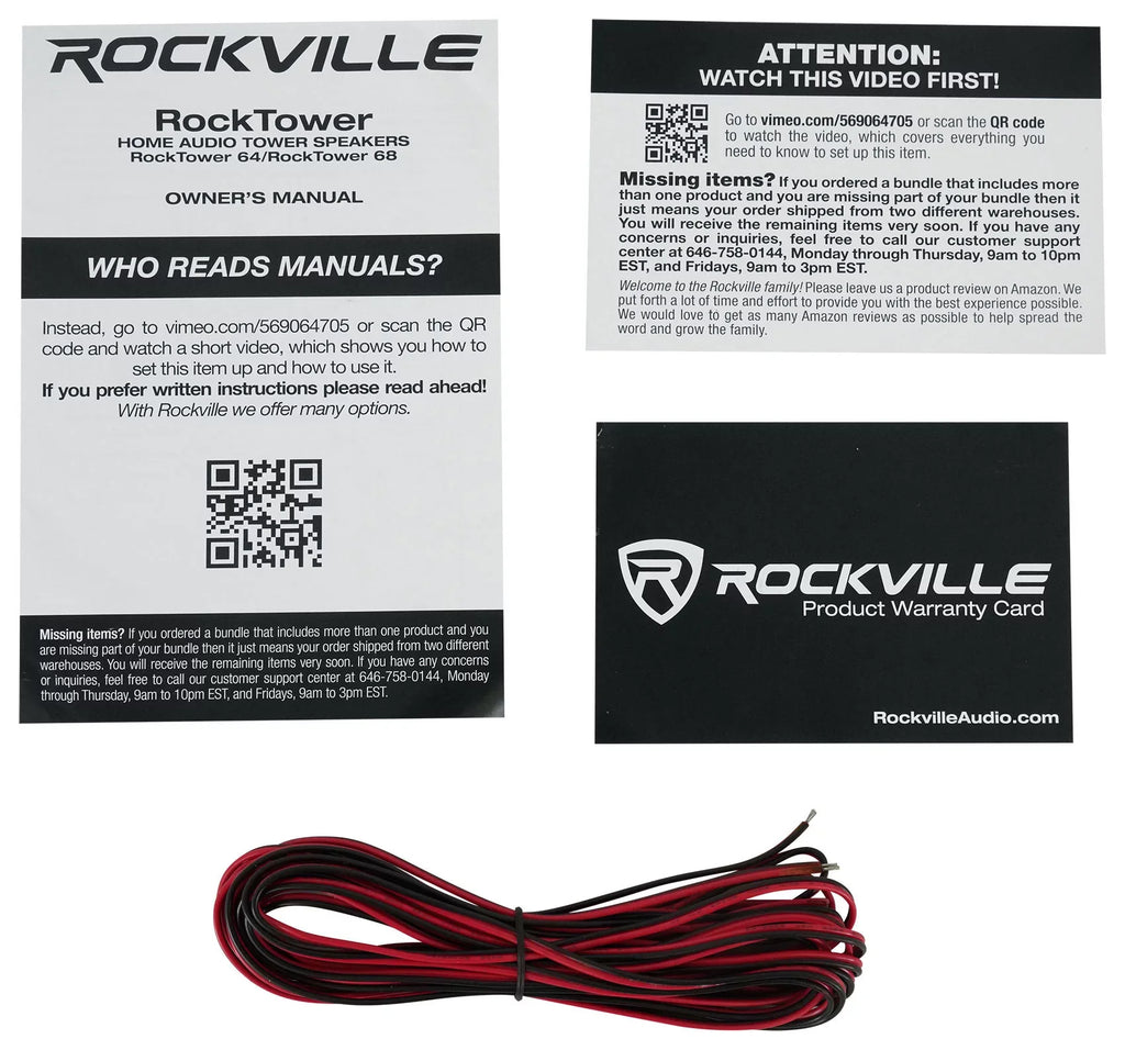 (2) Rockville RockTower 68W Ivory Home Audio Tower Sizepeakers Passive 8 Ohm