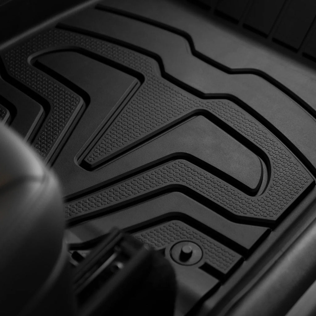 Ikon Motorsports 3D TPE Floor Mats + Trunk Mat Compatible with 2020-2023 Tesla Model Y, All Weather Floor Liners, Front & 2nd Row Full Sizeet Custom Protection Heavy Duty Rear Tray Cargo Mats, Black