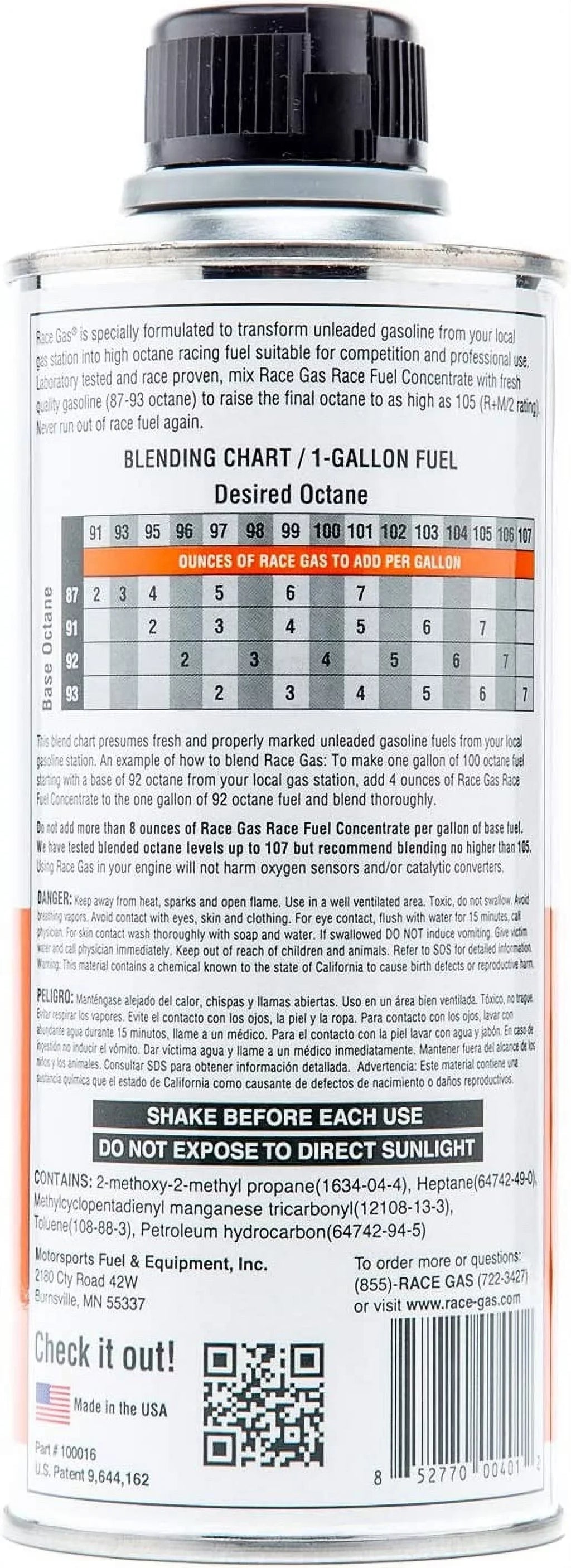 Race Gas 100032 32 oz Fuel Concentrate Increases Gasolin