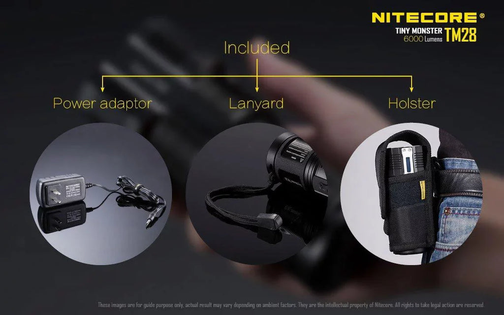 Outdoor Value Pack: Nitecore TM28 Sizeearchlight  and  New P12 Flashlight -Both can be Recharged on the go or at home