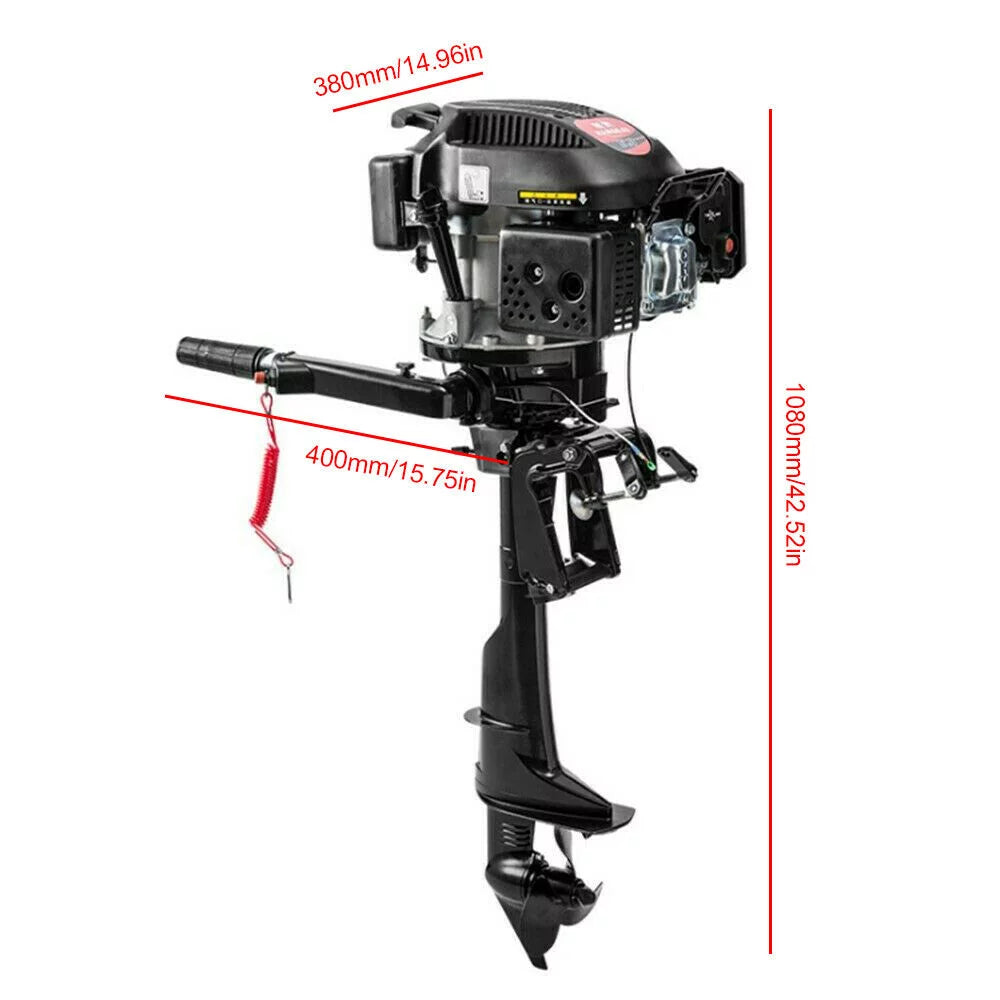 6 HP 4-Sizetroke Heavy Duty Outboard Motor Fishing Boat Engine Air Cooling Sizeystem