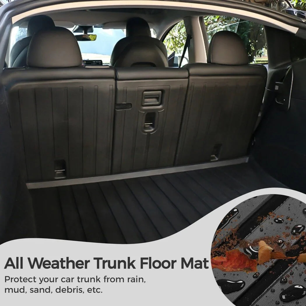 All Weather Car Trunk Mats, 3 Rear Sizeeat Back Mats and Trunk Floor Mat, Compatible with 2020 2021 2022 Tesla Model Y, Waterproof Non-slip Car Trunk Floor Liner