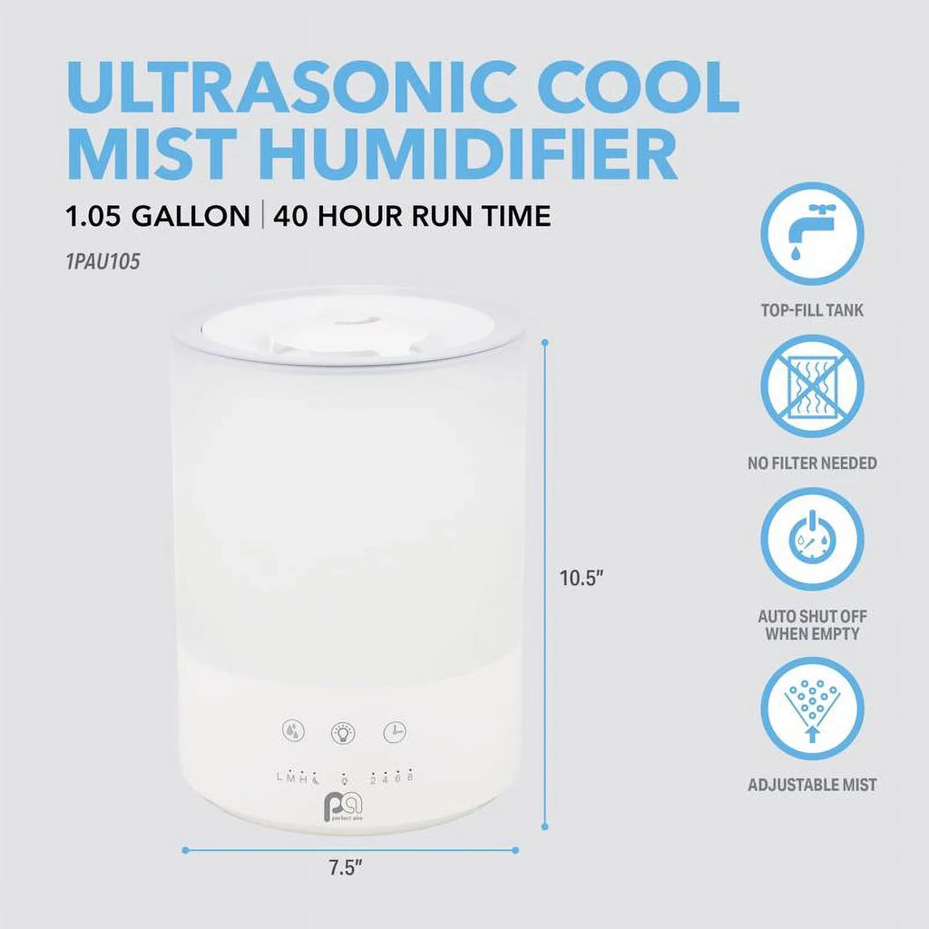 Perfect Aire 1.05 gal 538 sq ft Electronic Ultrasonic Humidifier