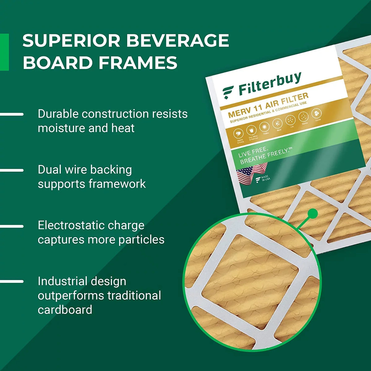 Filterbuy 13x20x1 MERV 11 Pleated HVAC AC Furnace Air Filters (2-Pack)