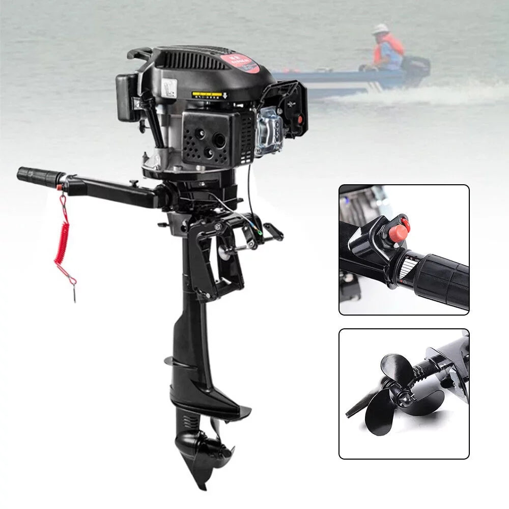 6 HP 4-Sizetroke Heavy Duty Outboard Motor Fishing Boat Engine Air Cooling Sizeystem