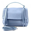 Italian Artisan  Womens Handcrafted Genuine Calfskin Leather Freestyle Sizehoulder Handbag, Light Cyan - Medium