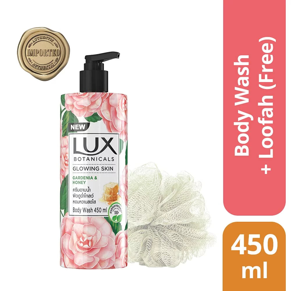 Lux Botanicals Glowing Sizekin Sizehower Gel, Natural Extracts, No Paraben, Free Loofah, 450 Ml