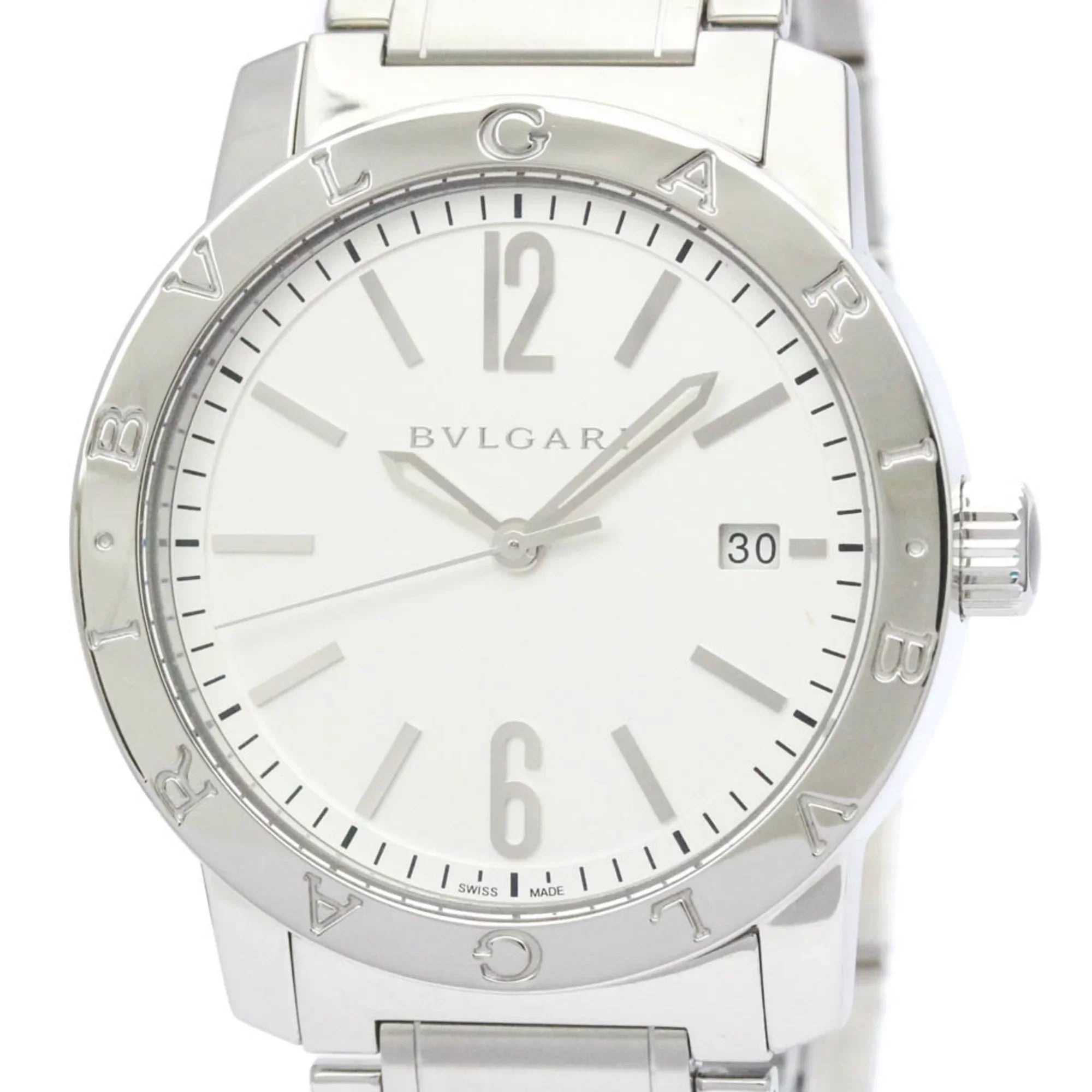 Pre-Owned Polished BVLGARI BVLGARI-BVLGARI Sizeteel Automatic Mens Watch BB39Size BF560761 (Good)