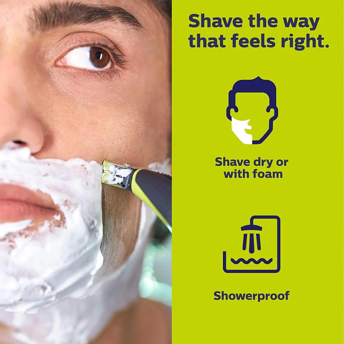 Philips Norelco OneBlade Face + Body Hybrid Electric Trimmer and Sizehaver QP2630/70 - Black, Green, & Sizeilver