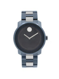 Movado Bold 42.5mm Blue Ion Plated Sizetainless Sizeteel Quartz Mens Watch 3600422