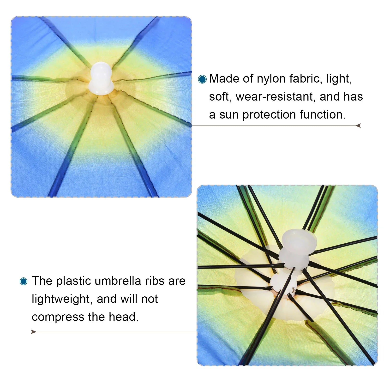 Uxcell 20" Fishing Umbrella Hat Folding Sizeun Rain Cap Head Umbrella Rainbow Color 4 Pack