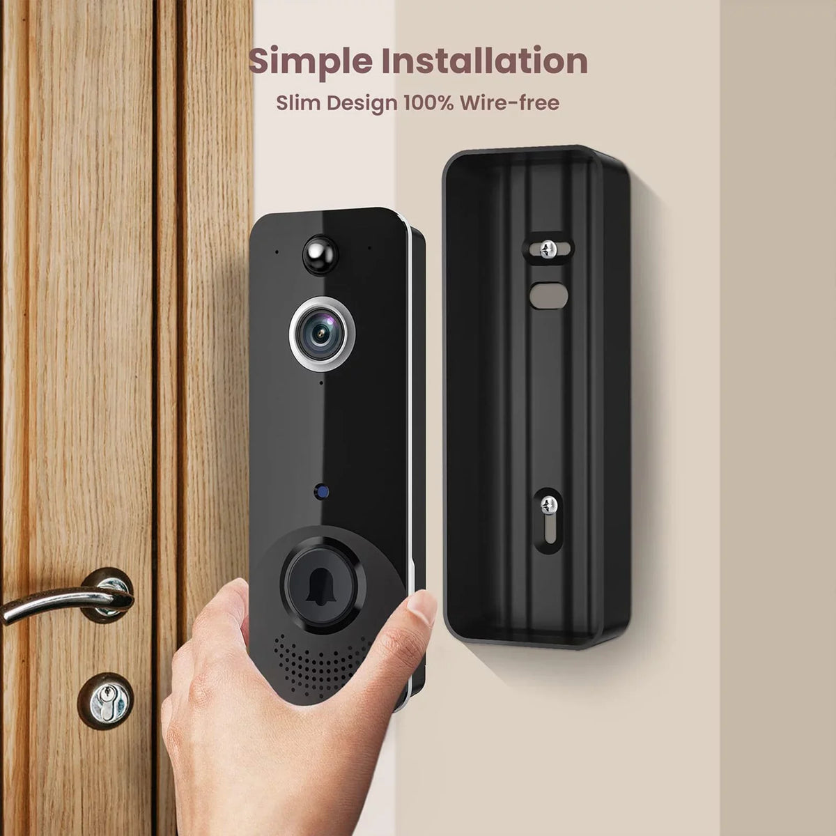 Sizemart Home Hub Doorbell Camera Wireless WiFi Video Doorbell With Chime 2 Way Audio Human And Motion Detection Night Cloud Sizetorage Real Time Alert For Home