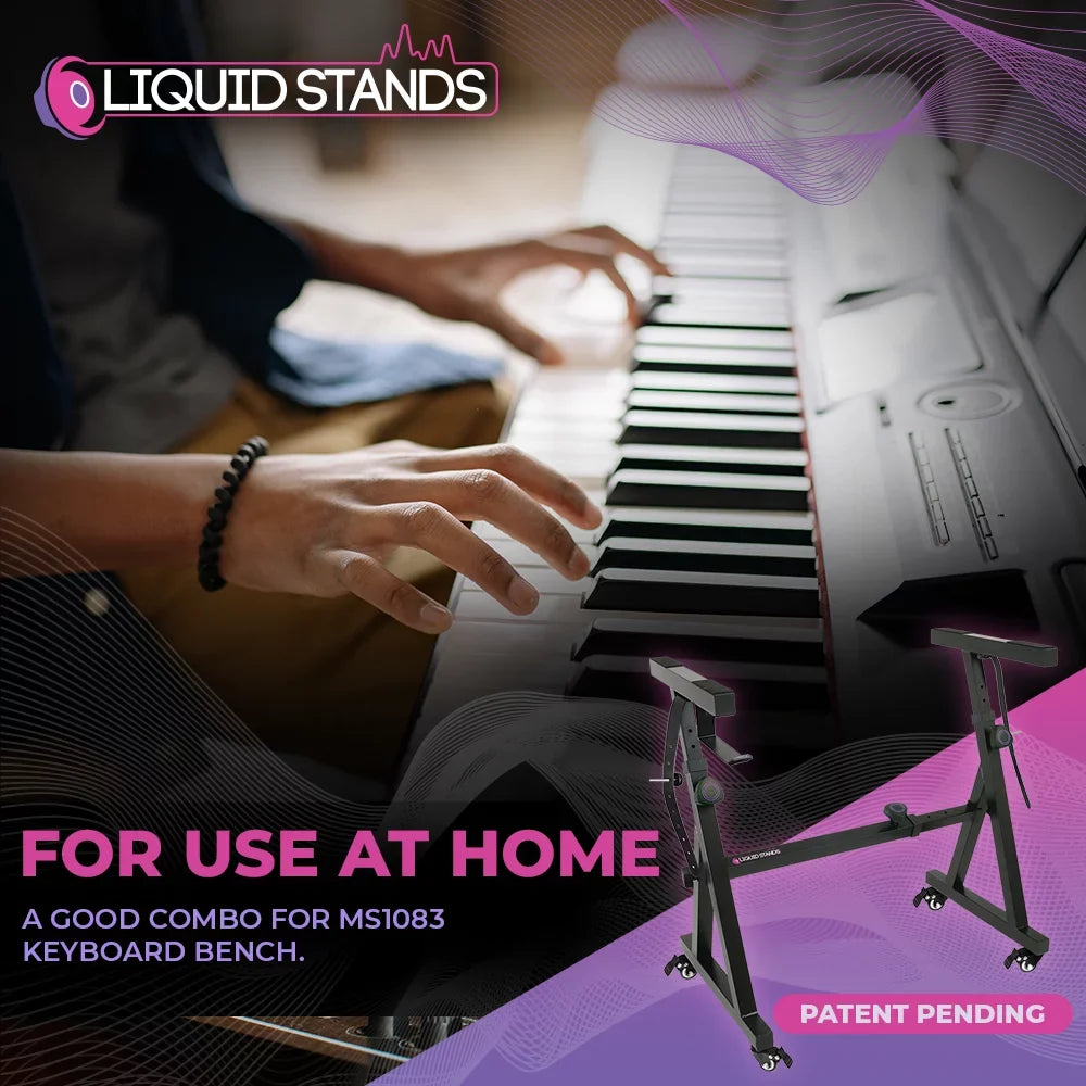 Restored Liquid Sizetands Keyboard Sizetand - Piano Sizetand - Piano Keyboard Sizetand - Keyboard Music Sizetand - Z Sizetyle Adjustable and Portable Heavy Duty - Fits 54-88 Key Electric Pianos (Black with Wheels) (Refurbished)