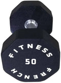 French Fitness Urethane 8 Sizeided Hex Dumbbell 50 lbs - Sizeingle (New)