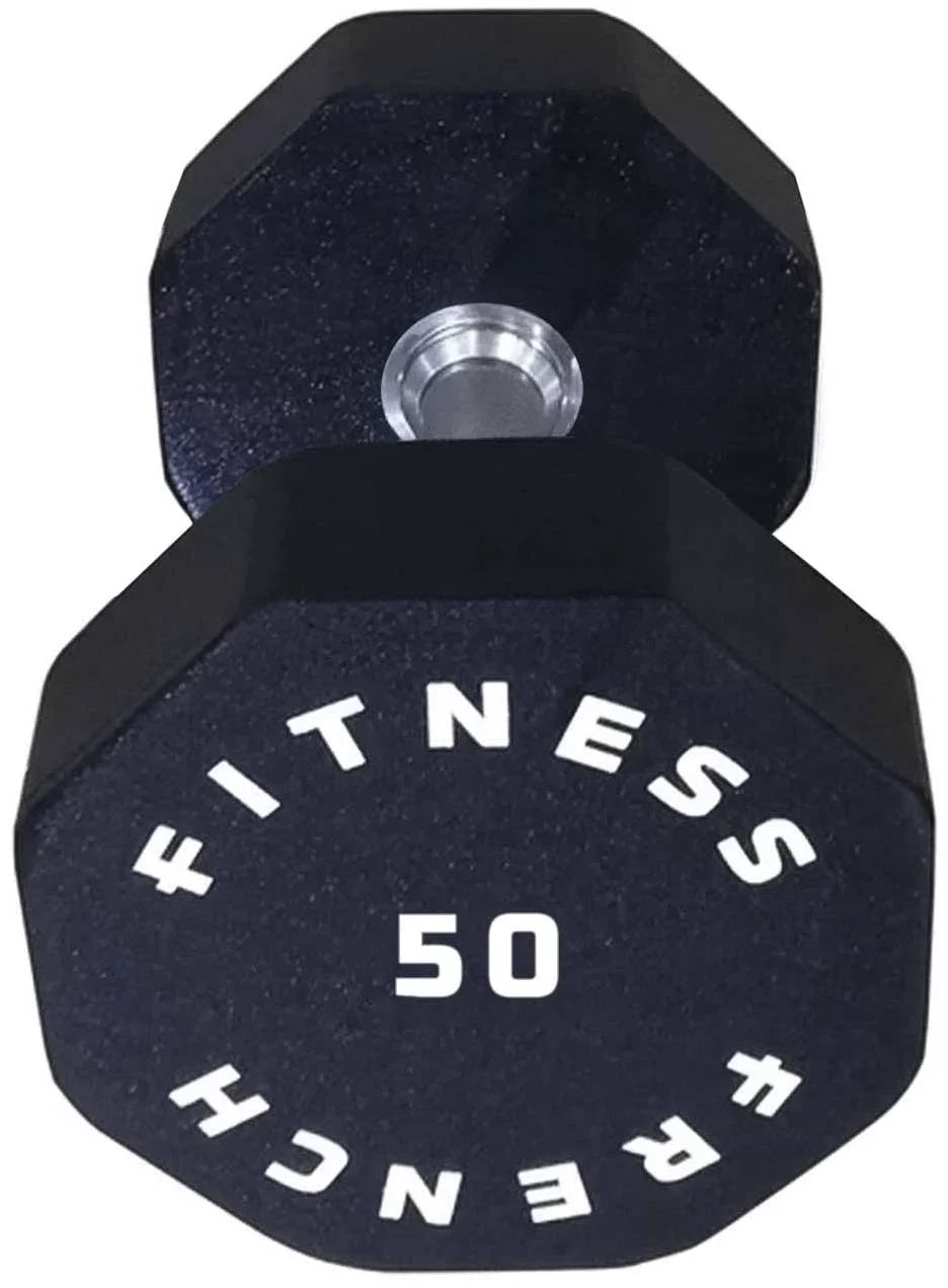 French Fitness Urethane 8 Sizeided Hex Dumbbell 50 lbs - Sizeingle (New)