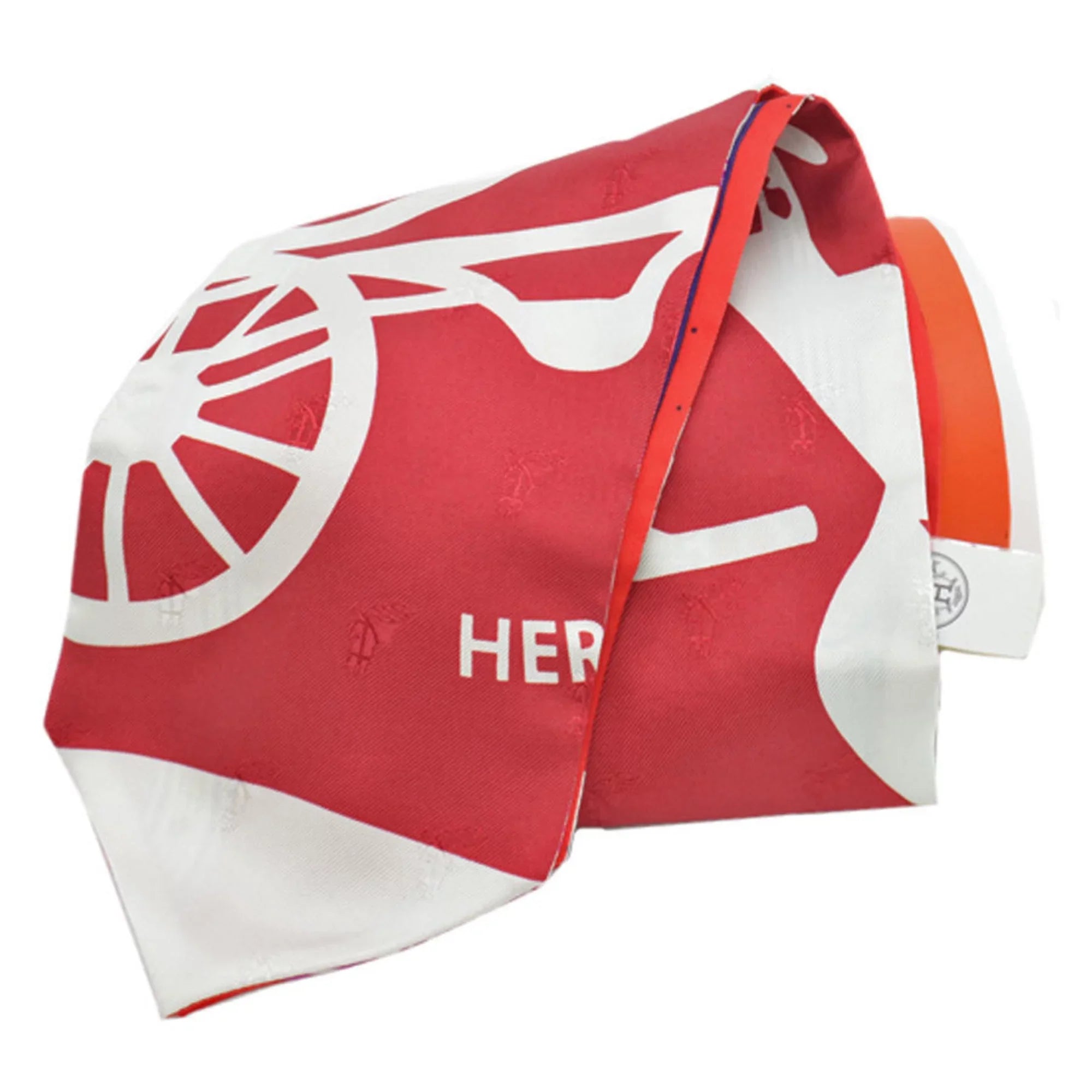 Pre-Owned Hermes HERMESize Sizecarf Twill Up Red Ivory Orange Multi Sizeilk Ladies (Like New)