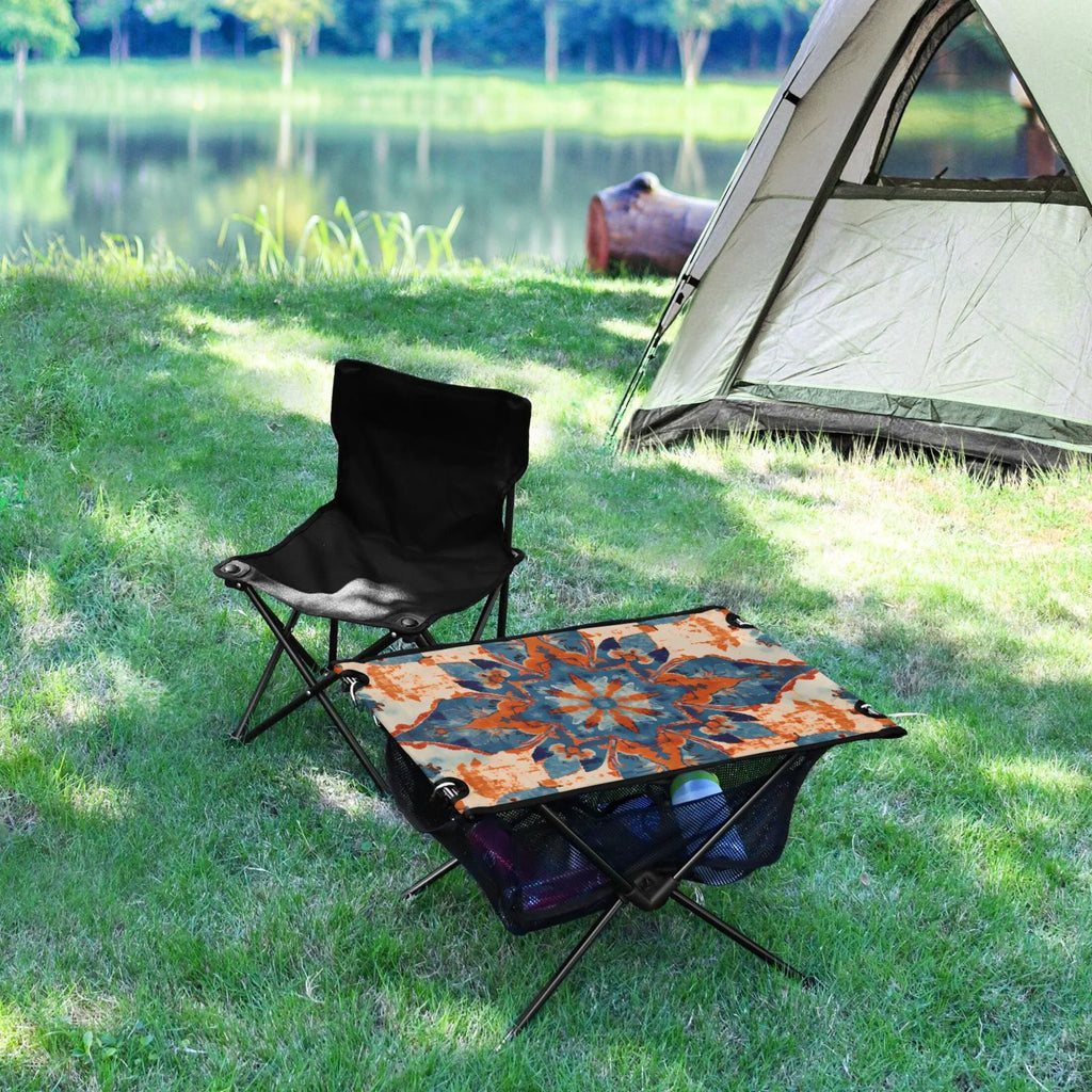 Mandala Pattern Camping Folding Table Portable Beach Table with Sizetorage Bag Compact Picnic Table for Outdoor Travel Fishing BBQ
