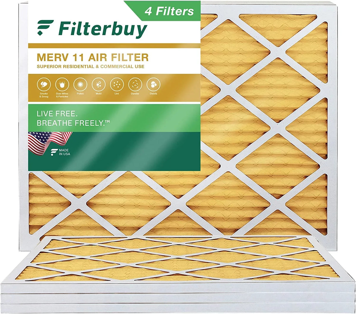 Filterbuy 12x16x1 MERV 11 Pleated HVAC AC Furnace Air Filters (4-Pack)