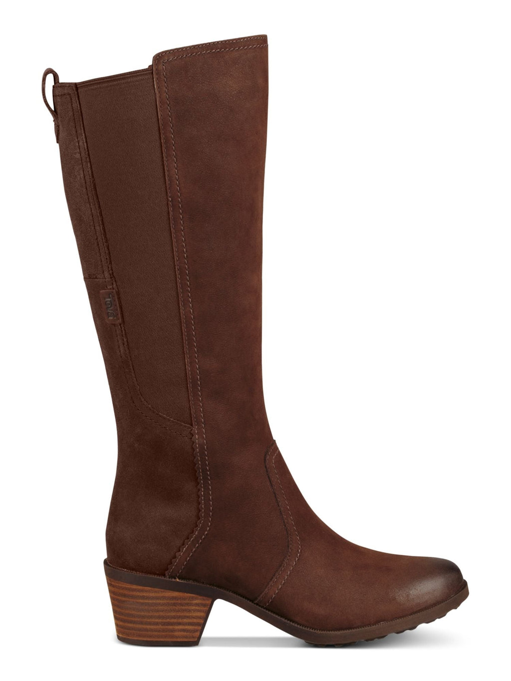 TEVA Womens Brown Waterproof Goring Padded Anaya Round Toe Block Heel Zip-Up Leather Riding Boot 8