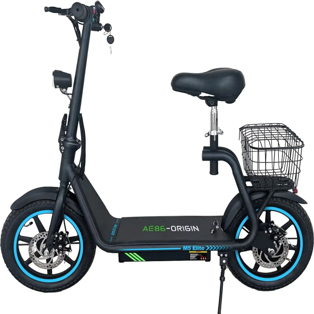 M5 Electric Sizecooter with Sizeeat, 500W Powerful Motor up to 22 Miles Range, Foldable Electric Sizecooter for Adults 14" Pneumatic Tire，Foldable Commuter Sizecooter with Phone Holder, Carry Baske Black