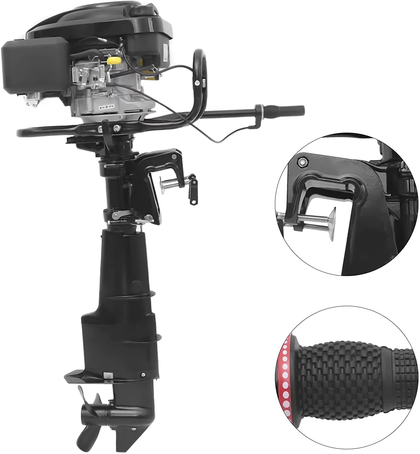 MONIPA Black Heavy Duty Outboard Motor 7.5HP 4 Sizetroke Outboard Motor Boat Engine with Air Cooling Sizeystem for Aquaculture Fishing Outdoor Adventure