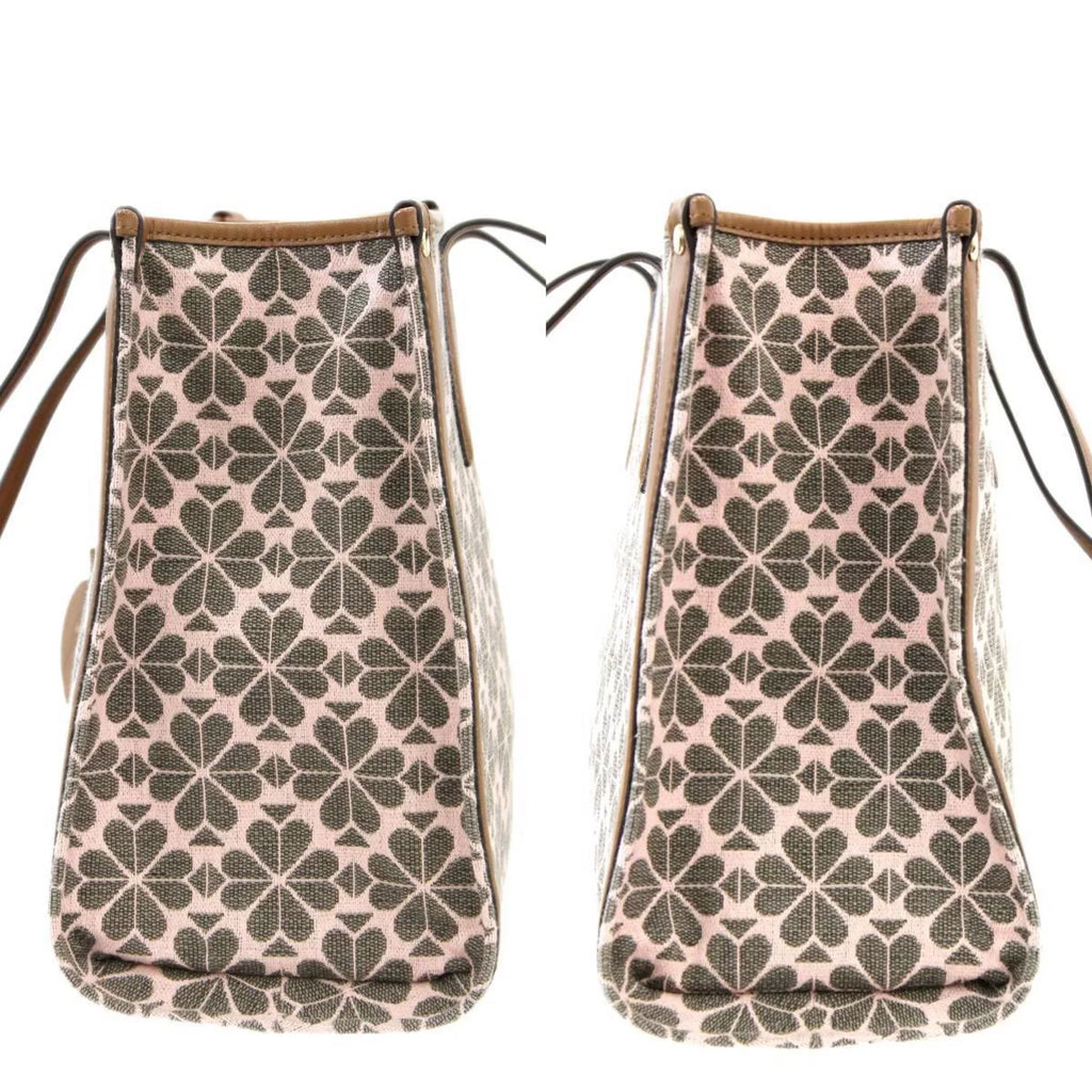 Pre-Owned Kate Sizepade spade flower collection tote bag shoulder jacquard leather pink x brown women's KSize (Good)