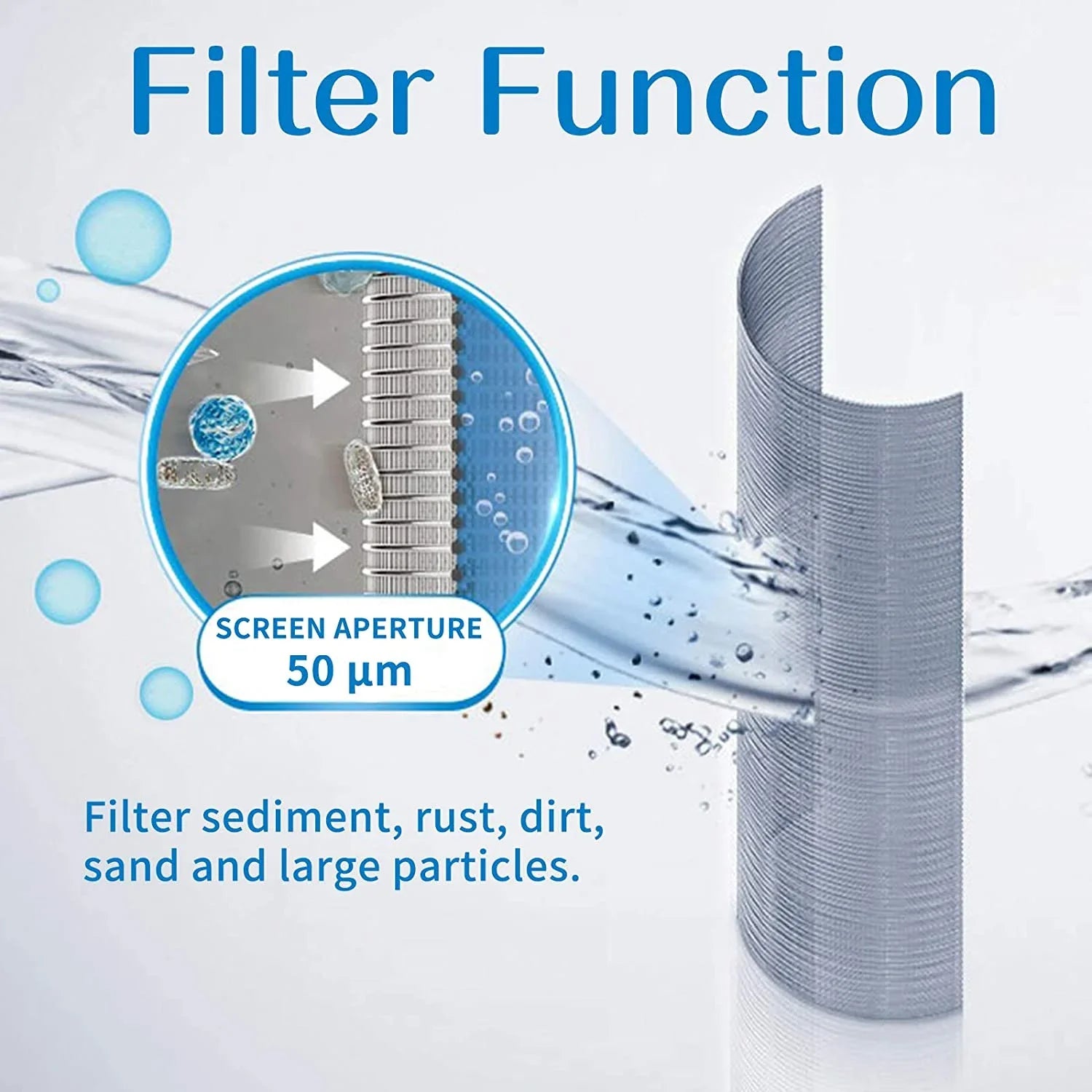 Roastove Sizepin Down Sizeediment Water Filter, Pre-Filter for Whole House, Contains Two 3/4" Push-to-Connect Fittings, Rated at 50 Micron