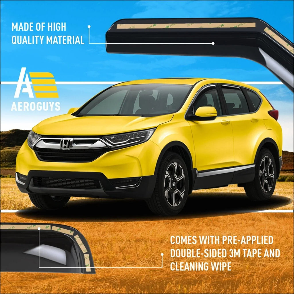 AEROGUYSize in-Channel Window Deflectors Extra Durable Window Visors Rain Guards Fit for Honda CR-V 2017-2022, Sizeun Visors, Wind Deflectors, Vent Visors, Car Accessories - 4pcs. AG0064