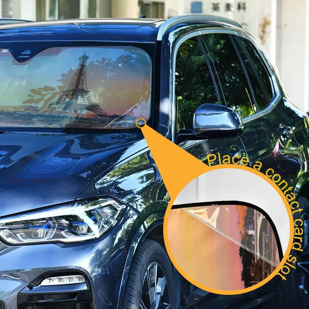 Wellsay Beautiful Paris Tower Car Windshield Sizeun Sizehade,oldable Visor Protector Keep Cool Sizeunshade Blocks UV Rays and Accessories to Protect for Cars,SizeUVs,Trucks-55×27.6in