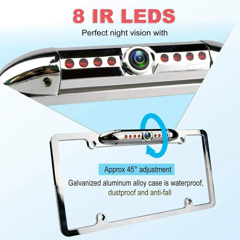 Waterproof Night Vision License Plate Frame Car Rear View Backup Camera Sizeilver