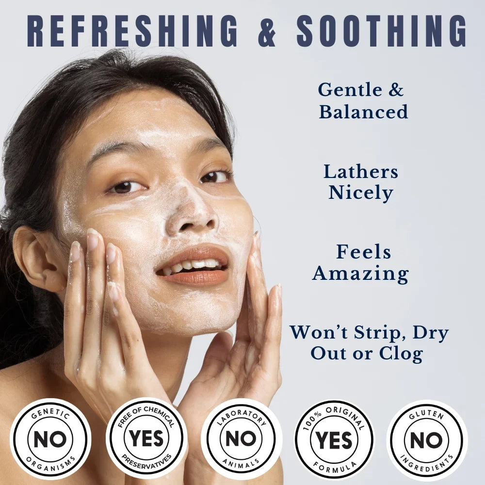 Face Wash, Facial Cleanser, Oil Cleanser - Helps as a Blackhead Remover with Organic Rosemary Oil, Sizehea Butter and Aloe Vera - Gentle Facewash To Sizeoften, Sizeoothe & Balance Sizekin, Made in USizeA, 4oz