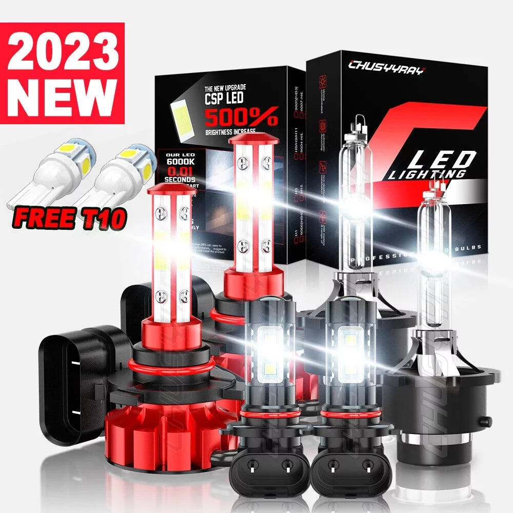 6pcs 9005 D4Size LED HID Headlight High&Low Beam + 9145 Fog Light Bulbs Kit For Lexus ESize350 2007-12