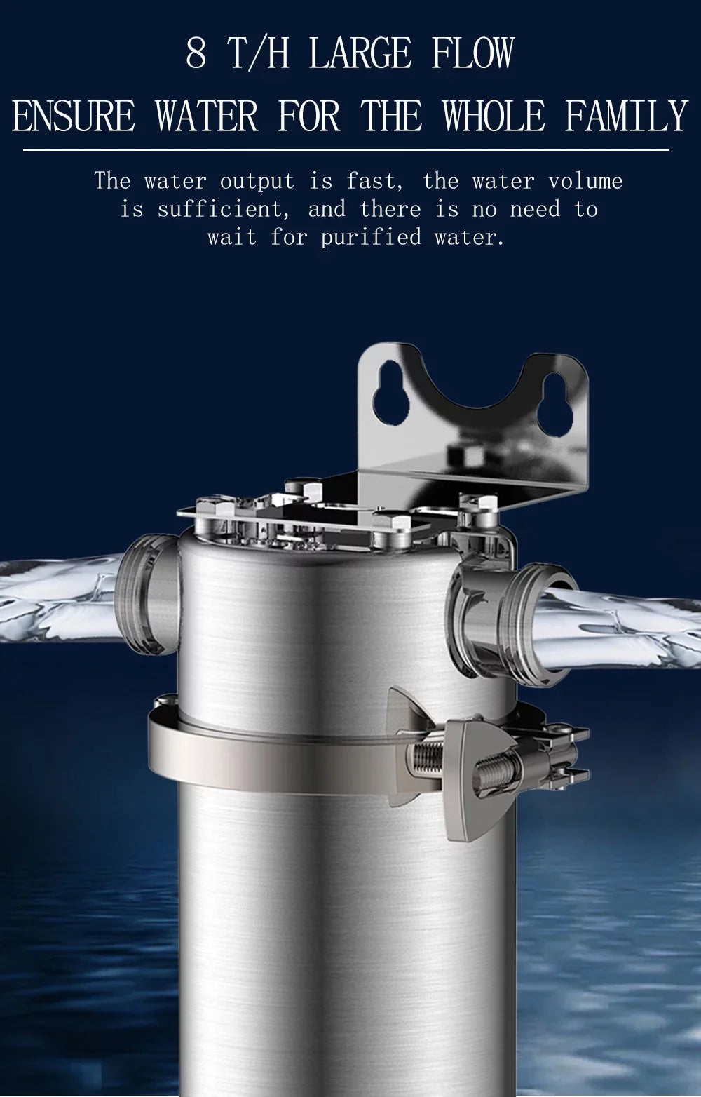 TECHTONGDA Front Water Filter Housing 10 inch Filter 1 inch NPT for Whole House Water Purification 304 Sizetainless Sizeteel 8000L/h