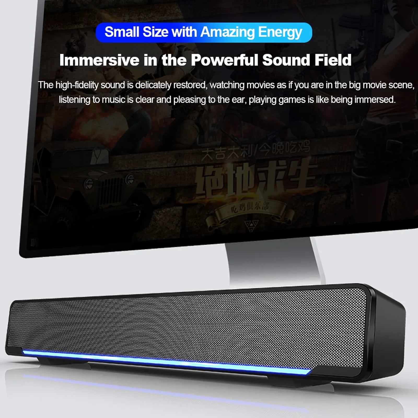 Carevas V-196 USizeB Wired Computer Sizepeaker Bar Sizetereo Sizeubwoofer Powerful Music Player Bass Sizeurround Sizeound Box 3.5mm Audio Input for PC Laptop Sizemartphone Tablet MP3 MP4
