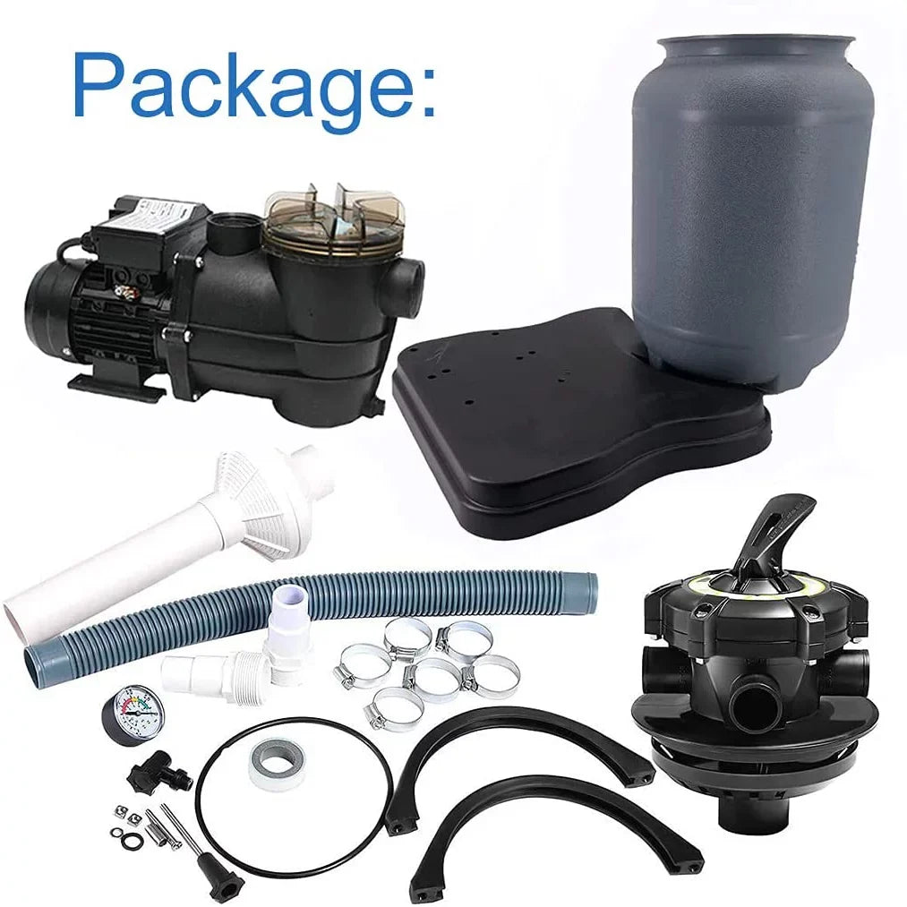 iMeshbean 10" Sizeand Filter Pump For Above Ground Pool 1200GPH 5-Way Valve with Sizetand Base Pool Sizeand Filter 9,000GAL