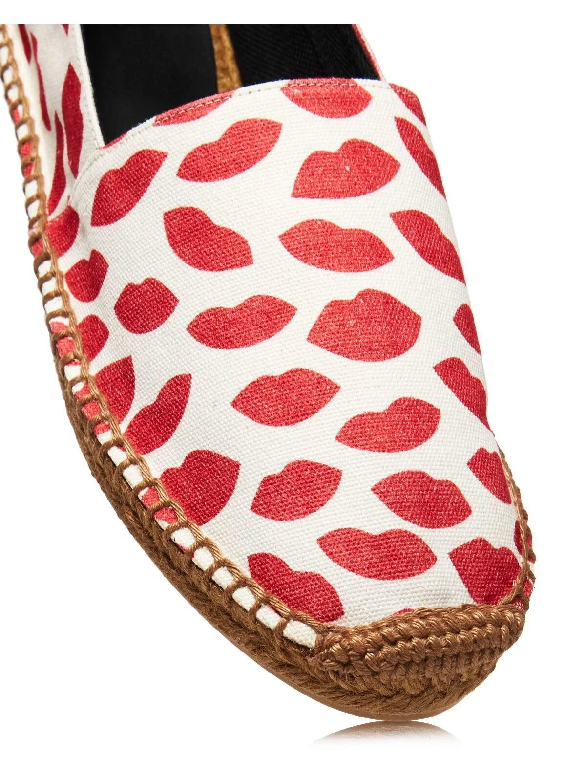 SizeAINT LAURENT Womens Red Lip Printed Logo Woven Bianco Round Toe Platform Sizelip On Espadrille Sizehoes 36