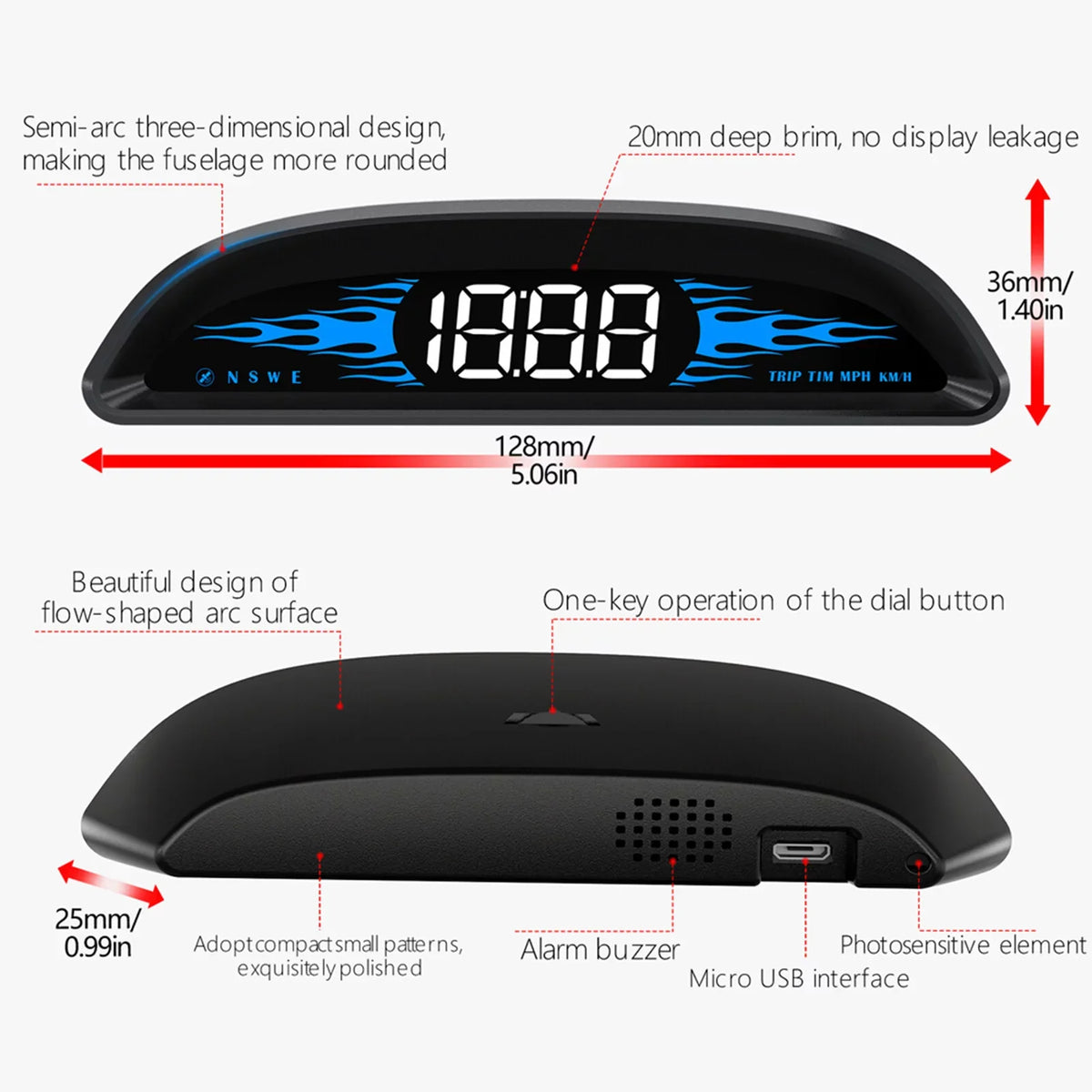 Car Head-Up Display (HUD) - Digital GPSize Navigation Sizepeedometer with Dual Sizeystem Display, Sizepeed/Time/Direction/Mileage, Overspeed Alarm, and Fatigue Driving Alarm