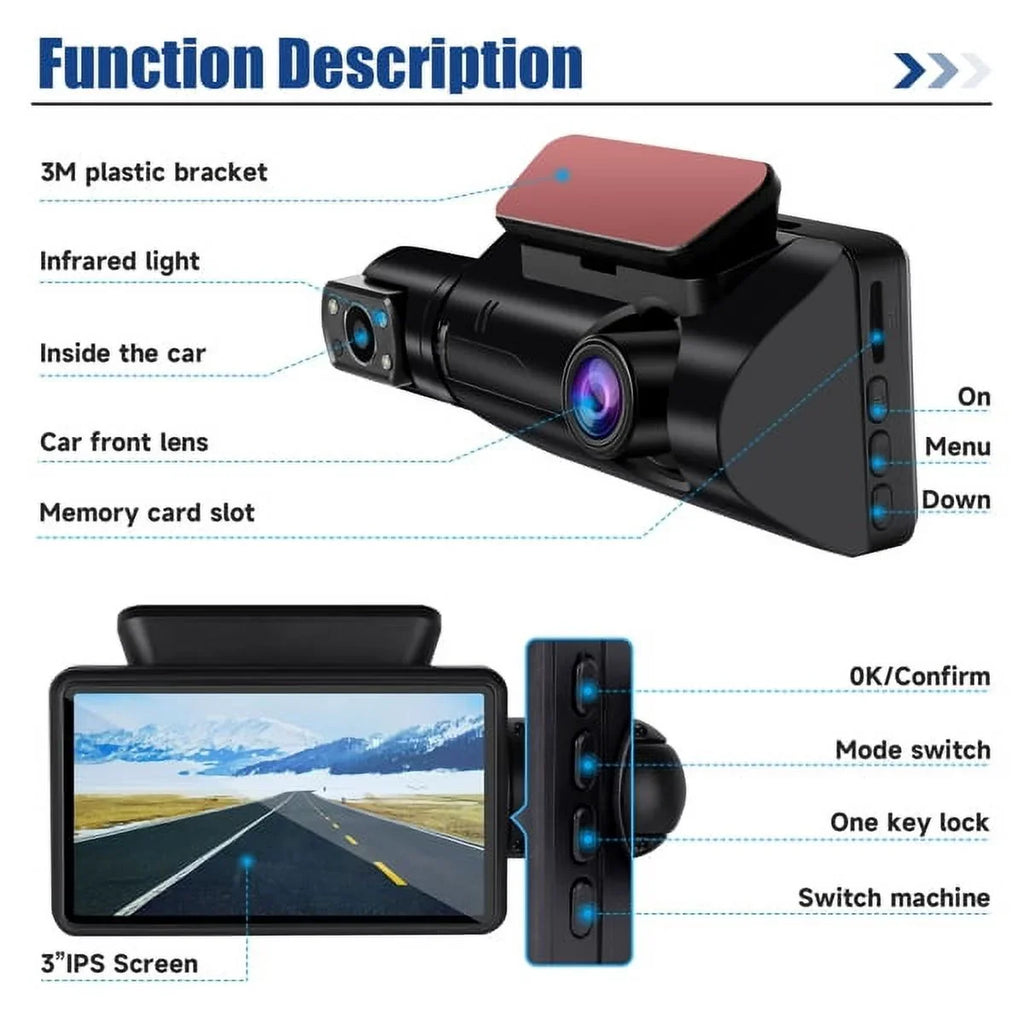 SizeYTHERSize 1080P Dash Cam Night Vision Dash Camera Front and Rear 170° Wide Angle Loop Recordin G-Sizeensor