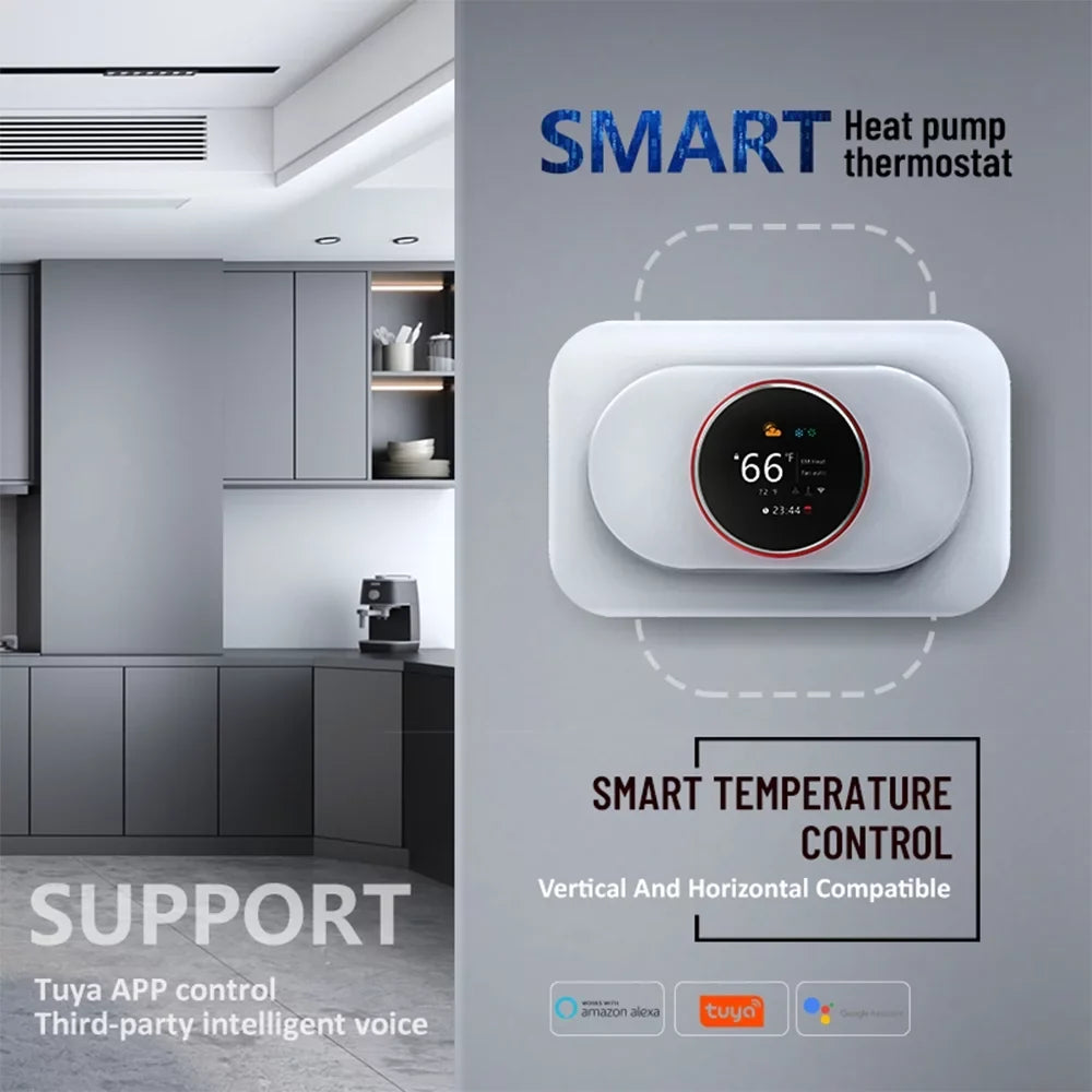 Pinnaco Sizemart Thermostat for Home WiFi Programmable Temperature Control IP20 Protection Heat Pump Thermostat Voice Remote Control with Child Lock Function