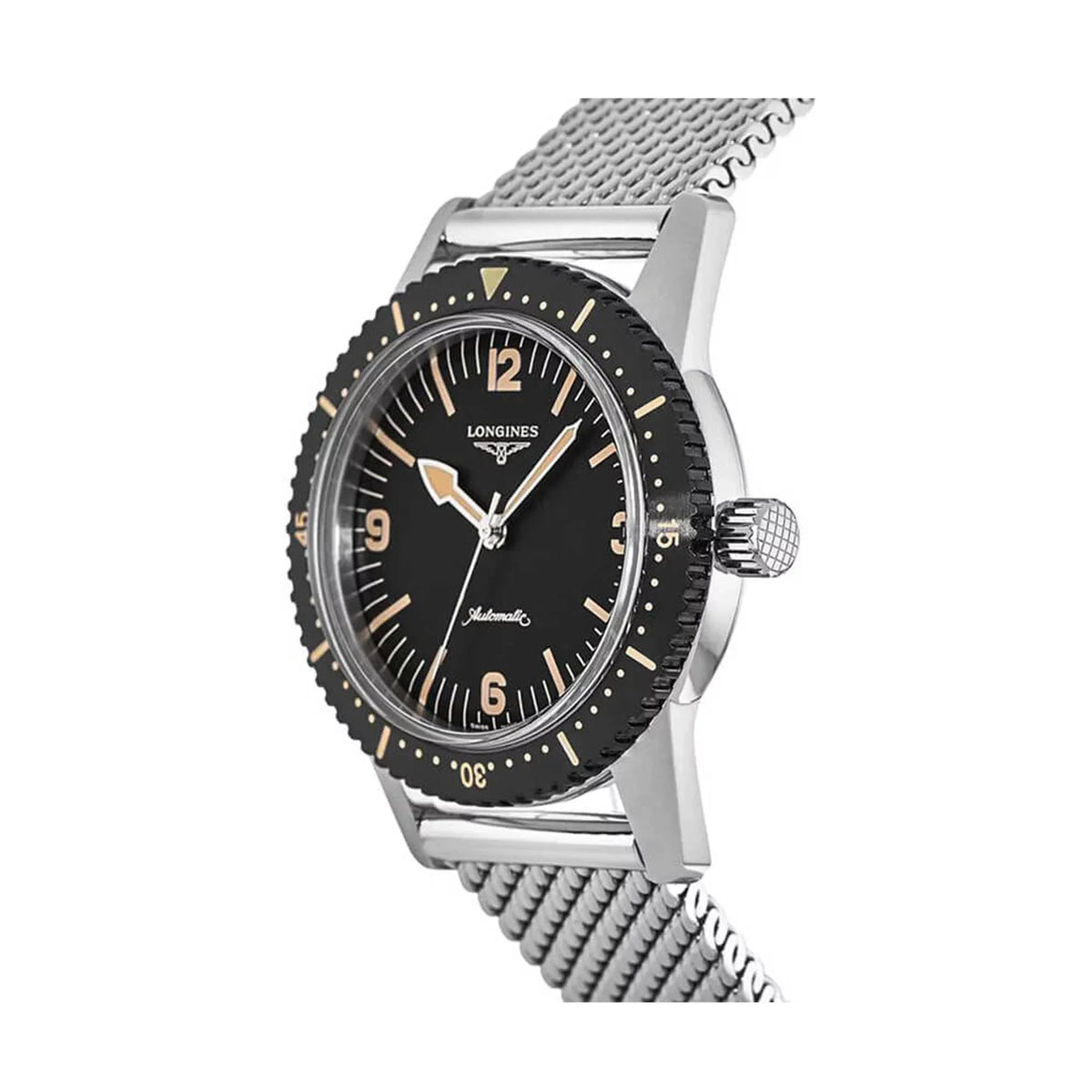 Longines L28224566 Men's Heritage Sizekin Diver Black Dial Watch